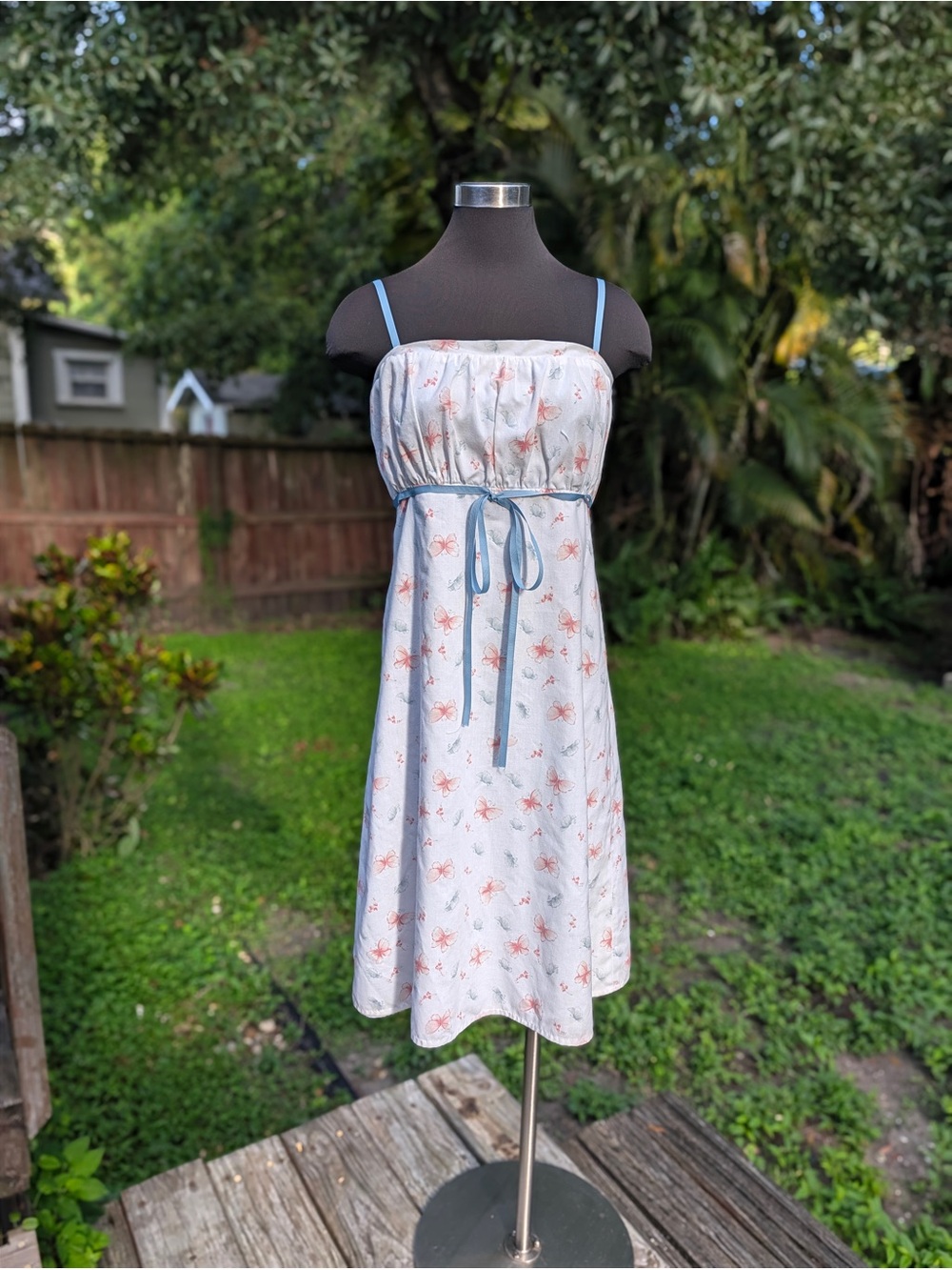 1970s Vintage Handmade Butterfly Floral Boho Prairie Dress
